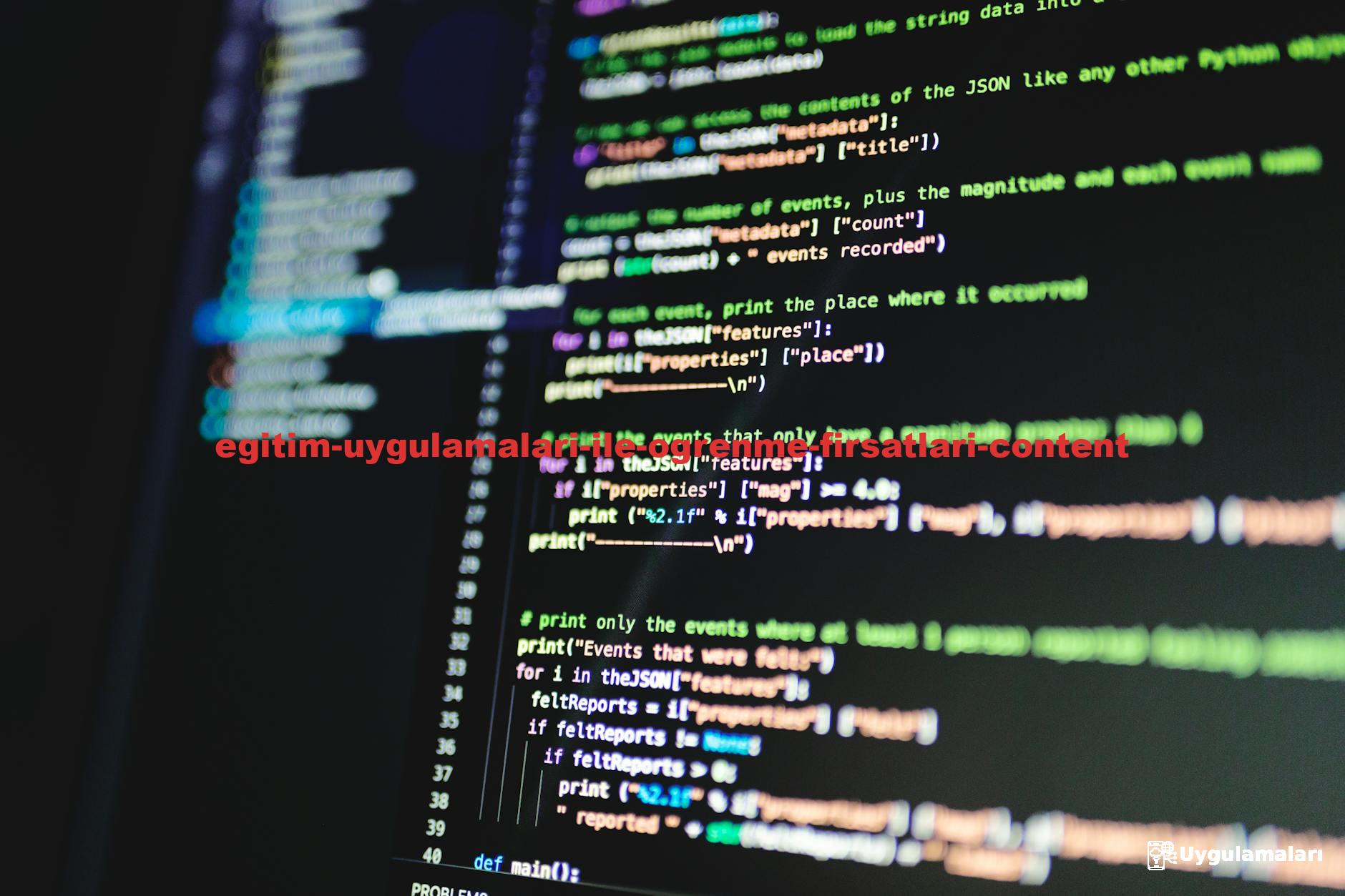 Close-up of colorful programming code displayed on a computer monitor with a dark background.