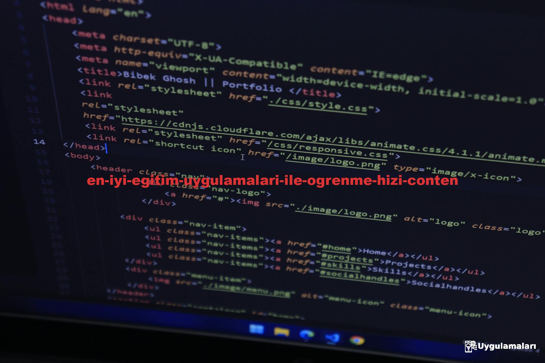 High-resolution close-up of HTML code displayed on a computer screen, perfect for technology themes.